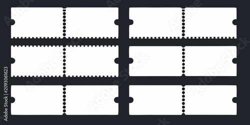 Canvastavla set of blank white ticket stubs on black background tickets coupons paper event