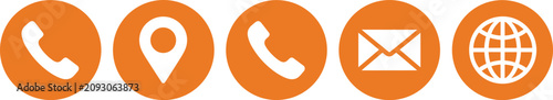 Foto Orange Contact and Communication Icons Set