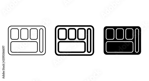 School Lunch Tray Icons, Cafeteria Meal Plates, Food Service Compartment Trays, Vector Graphics