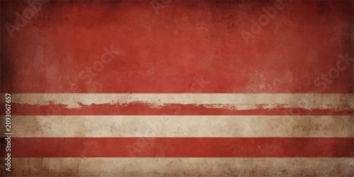 Fotografie A worn and weathered flag with horizontal stripes of red and beige, showing signs of age and disuse