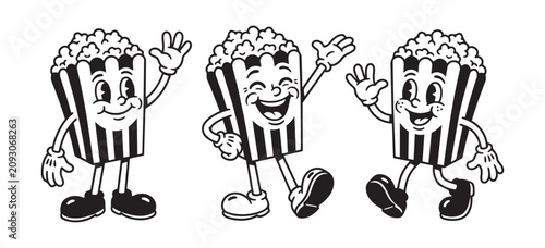 Popcorn Movie Snack Food Retro Cartoon Character Mascot