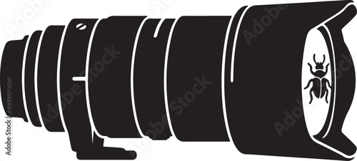 Camera Lens, Macro Photography, Insect Icon, Vector Graphic