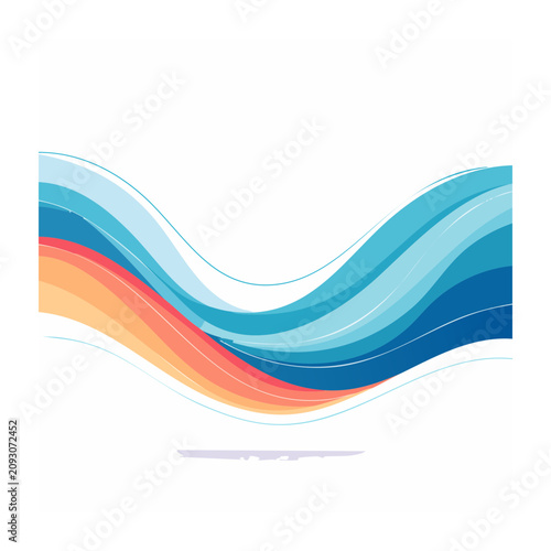 Abstract flowing wave design with blue and orange colors