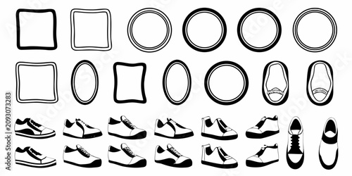 Foto diverse shoe and footwear icon set displayed on white background sneaker boot he