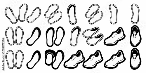 Bild auf Leinwand diverse shoe and footwear icon set displayed on white background sneaker boot fl