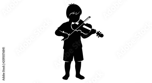 Fotografía Silhouette of a young boy playing the violin.