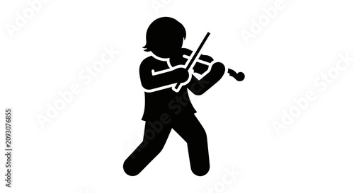 Konstfotografi Silhouette of a musician playing the violin on a white background