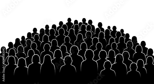 Large crowd of people silhouette illustration.