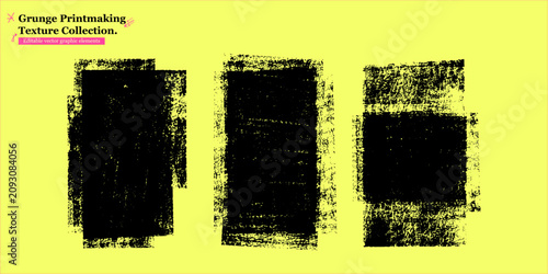 Foto Handmade grunge printmaking texture collection with distressed linocut stamp imp