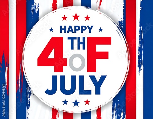 Happy 4th of July Celebration Greeting Card Design.