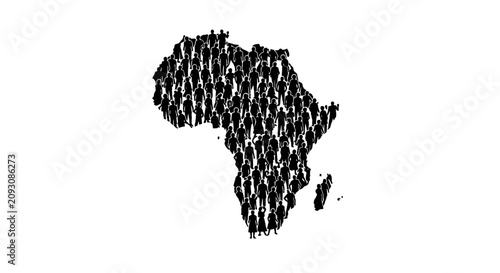 Africa map shape composed of a crowd of people silhouettes.