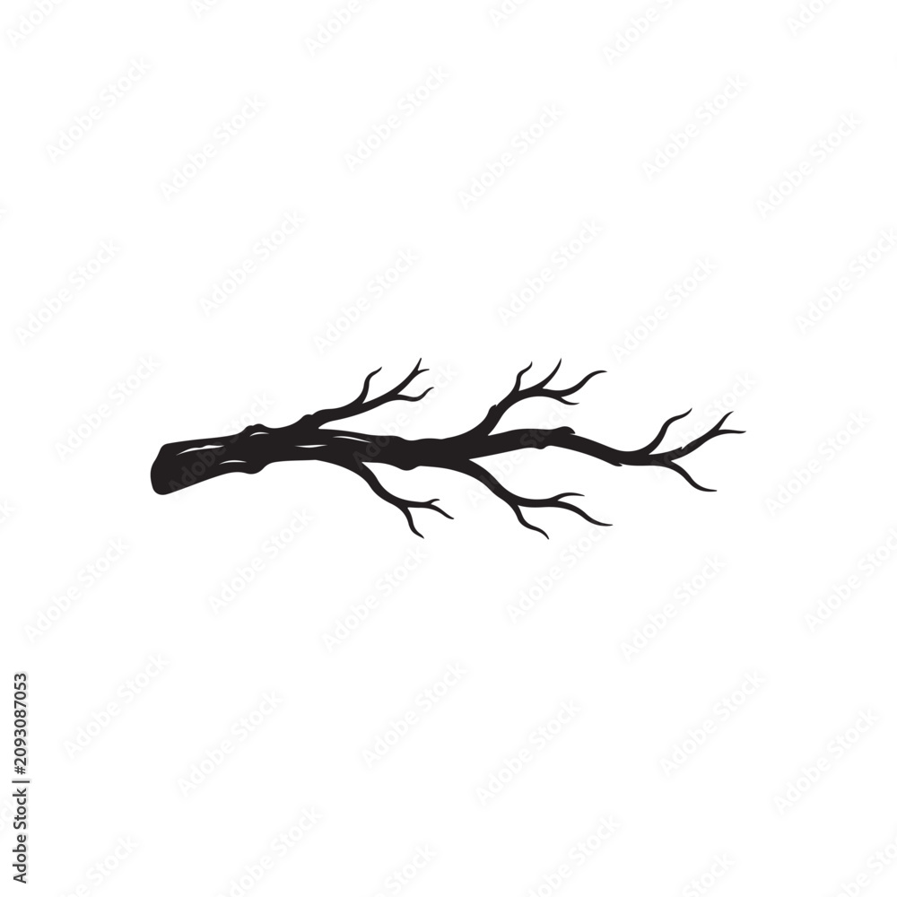 Fototapeta premium Wood branch silhouette icon vector illustration.