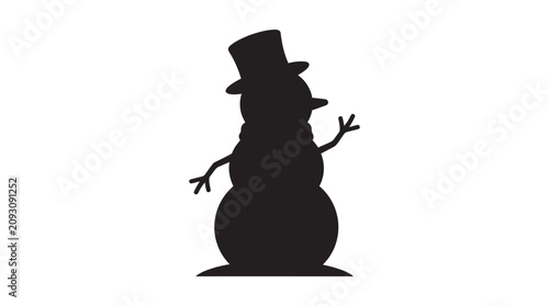 Foto Snowman Silhouette With Top Hat And Arms Outstretched Black Silhouette