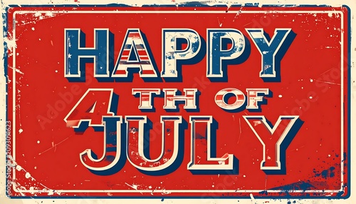 Happy 4th of July celebration sign.