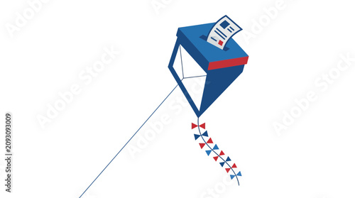 Voting Kite Flying in Sky - Concept of Election Freedom and Democracy