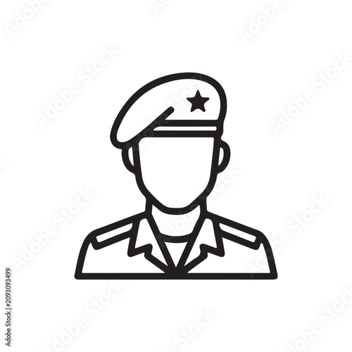 Canvastavla Military Officer Vector Icon | Army Commander Outline Portrait Symbol