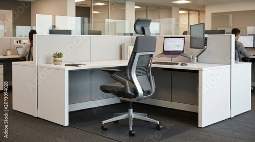 Modern office cubicle workspace