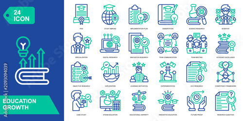 Canvastavla Education Growth icon collection set