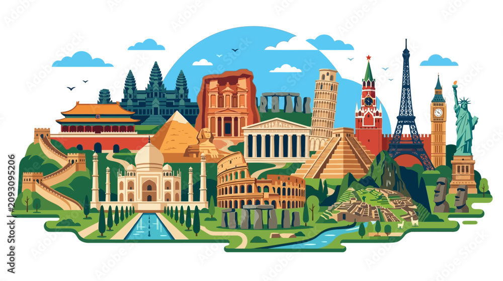 Obraz premium City Skyline with Famous Landmarks.