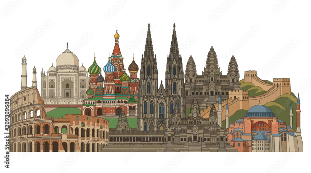 Obraz premium Famous Landmarks City Skyline Architecture.
