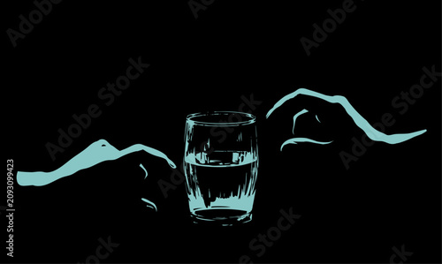 Obraz na plátně Vector draving. Glass of water