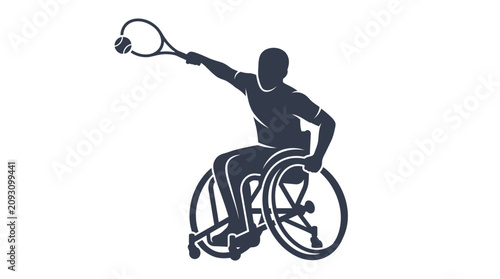 Quadro su tela Wheelchair Tennis Player Serving Ball - Silhouette Icon
