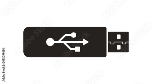 Obraz na płótnie Usb Flash Drive Icon Flat Silhouette On White Background