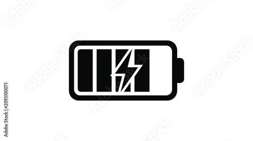 Obraz na plátně Battery charge indicator icon black and white flat design