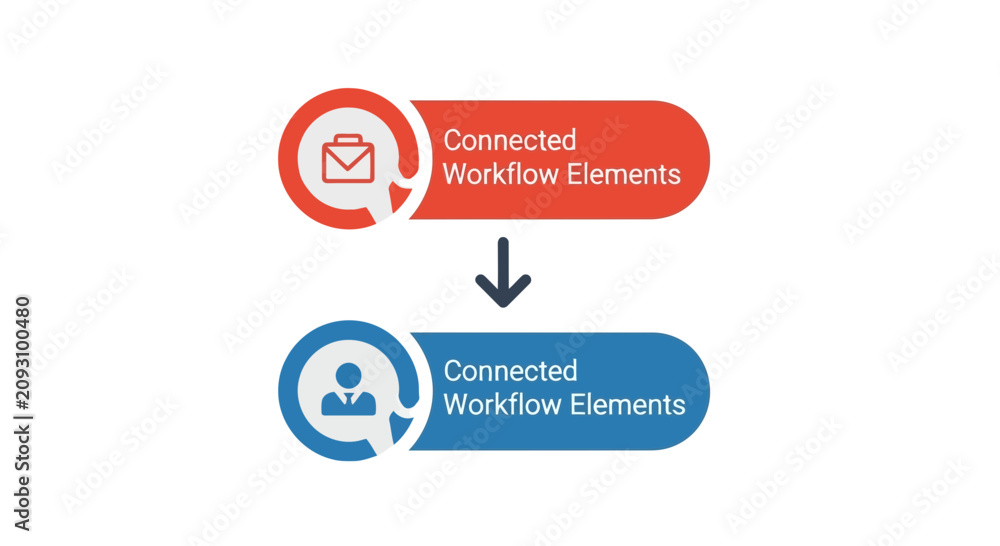 Fototapeta premium Business workflow elements icons with briefcase and employee illustrations.