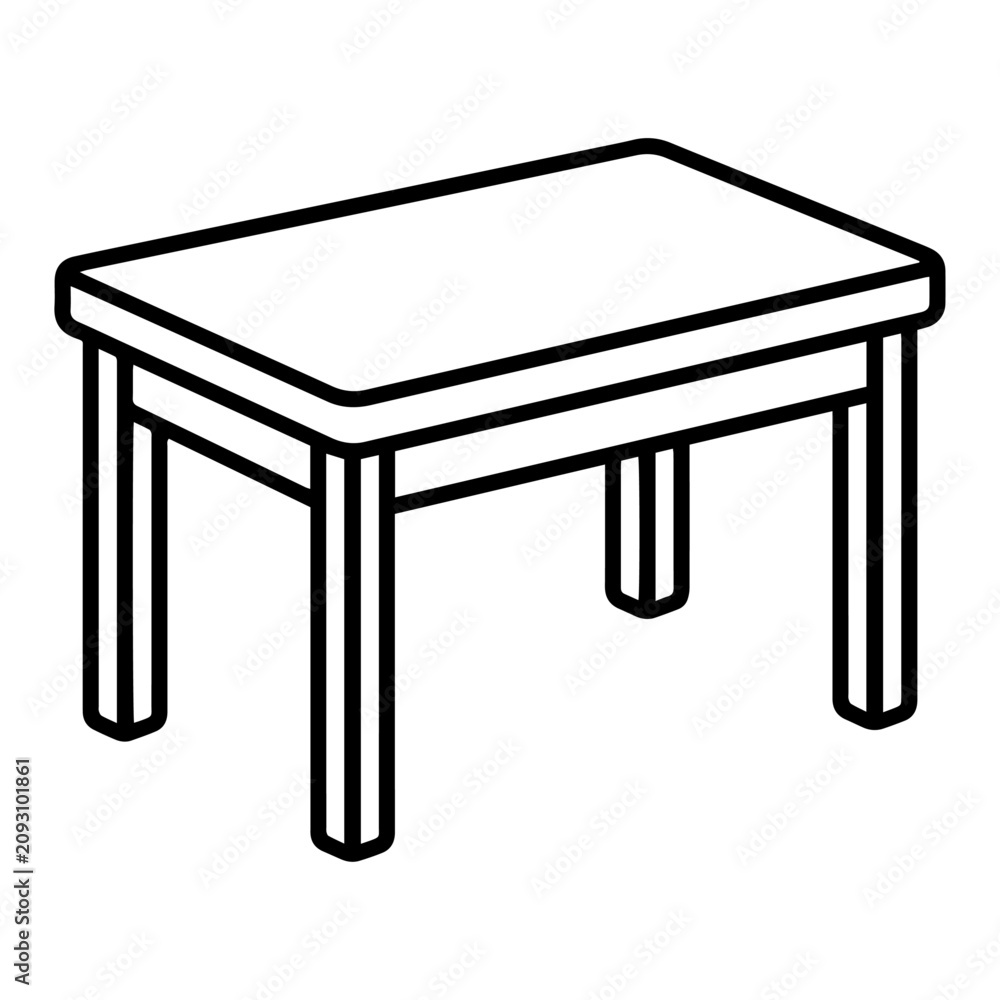 Fototapeta premium Minimalist rectangular table with four cylindrical legs