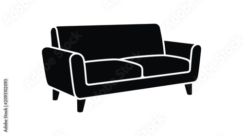 Cuadro en lienzo Sofa Silhouette On White Background Minimalist Furniture Design