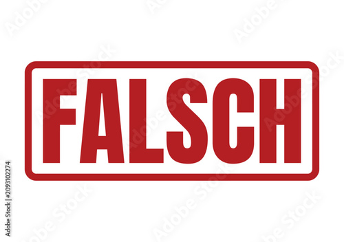 Cuadro en lienzo Red rectangular rubber stamp mark with the german word falsch in bold capital le