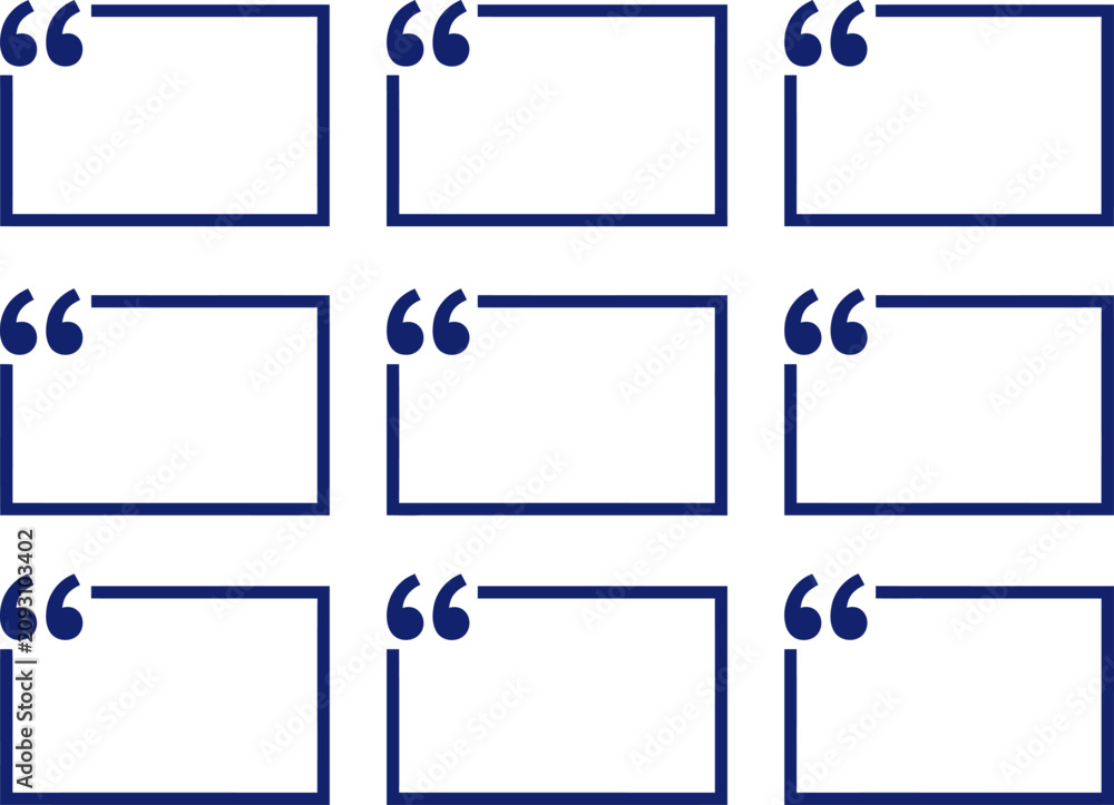 Obraz premium A collection of nine clean rectangular quote box frames featuring minimalist border designs for professional layout and text presentation