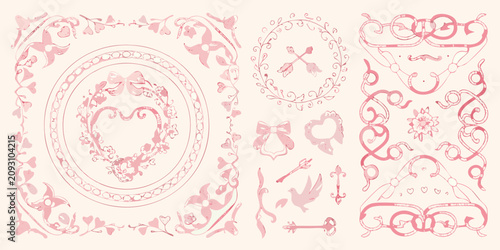 Fotografía romantic vintage style decorative frame and borders in pink vector ornate border