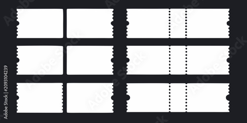 Cuadro en lienzo set of blank white ticket stubs with perforated edges on black background ticket