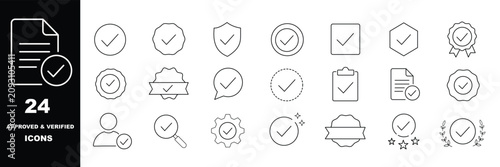 Fotografija Checkmark and approve icon set in outline style