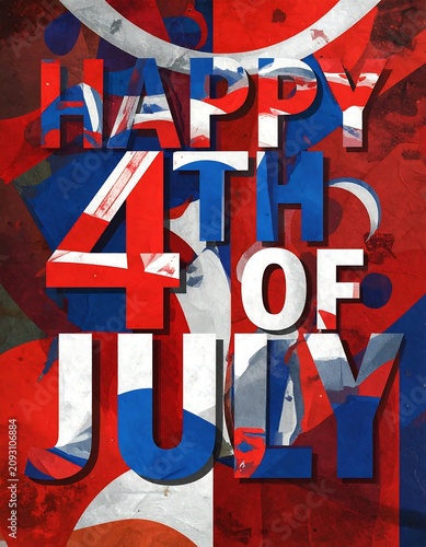 Happy 4th of July Independence Day Abstract Graphic Poster.