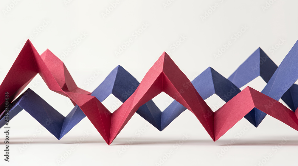 Obraz premium Abstract paper waves symbolizing market volatility and financial fluctuations