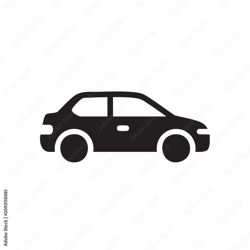 Fototapeta premium Car icon black silhouette side view vehicle flat vector design