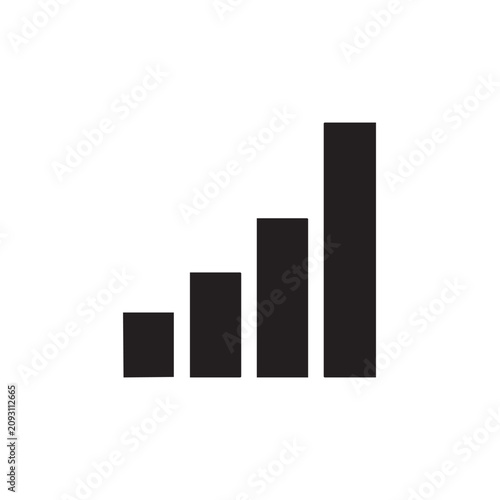 Growth bar chart icon black silhouette increasing graph vector