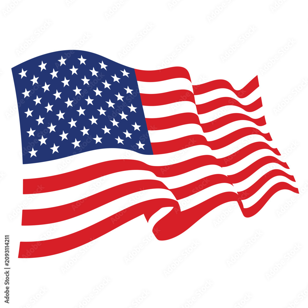 Obraz premium Waving national flag with red white and blue colors vector illustration