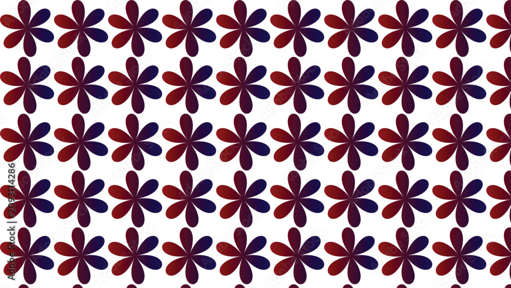 Obraz premium Red Blue Petal Optical Illusion Floral Pattern Vector