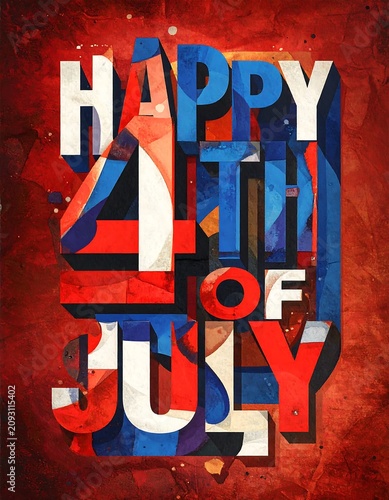 Happy 4th of July Independence Day Celebration Typography Design.