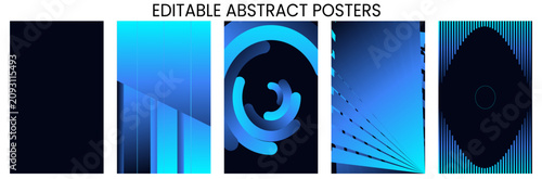 Abstract poster set texture overlay gradient cover templates on shapes for social media, flyer & event with transparent background vector illustration