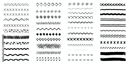 Foto diverse collection of hand drawn sketchy lines on white background varied stroke