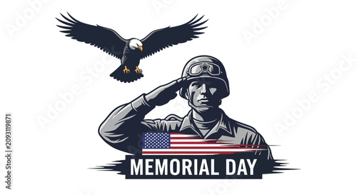 Photos Memorial day tribute with soldier saluting with below commemorating memorial sal