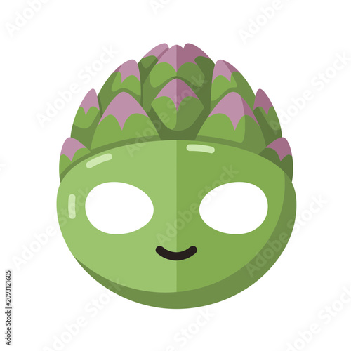Cute Smiling Artichoke Vegetable Character Vector Illustration