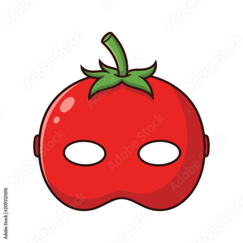 Funny Red Tomato Mask Character Illustration for Food Concept
