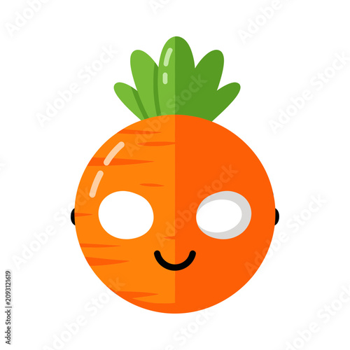 Cute Cartoon Carrot Character with a Smiling Face Illustration