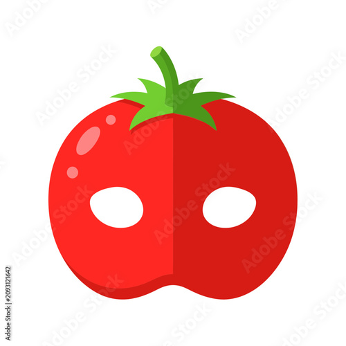 Stylized Red Tomato Shaped Masquerade Mask Vector Illustration